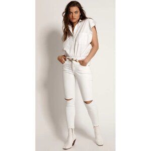New One Teaspoon White Freebirds II Jeans Womens 28 High Waist Skinny Stretch
